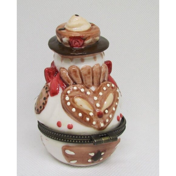 Villeroy & Boch Snowman Trinket Box Holding Heart Porcelain 3.5" In Box - Treats - Picture 5 of 11